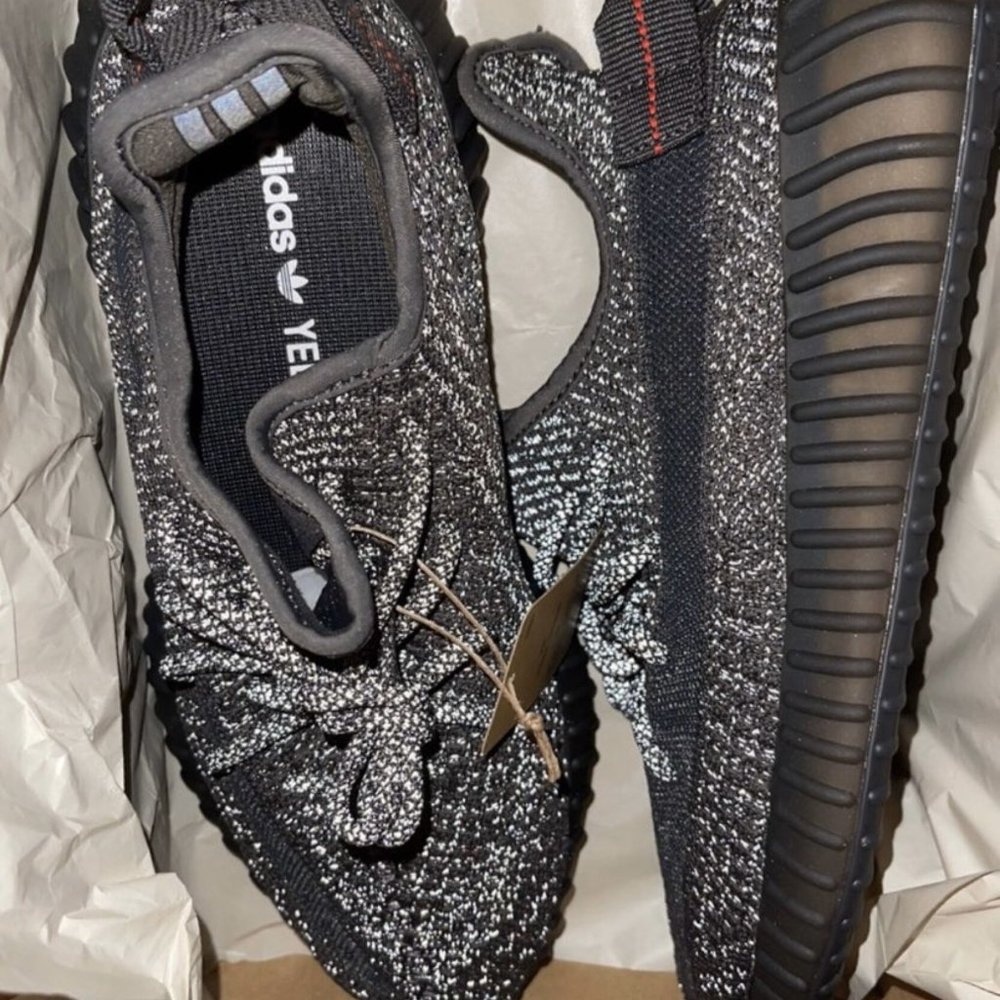 Adidas Originals Yeezy Boost 350 V2 Black Static Reflective Women's Shoes - Picture 6 of 8